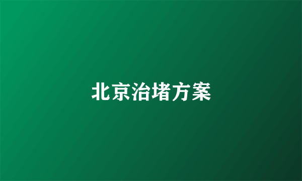 北京治堵方案