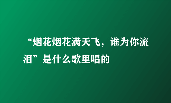 “烟花烟花满天飞，谁为你流泪”是什么歌里唱的