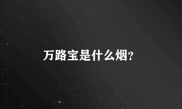 万路宝是什么烟？