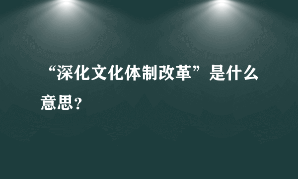 “深化文化体制改革”是什么意思？