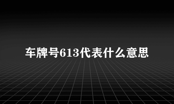 车牌号613代表什么意思