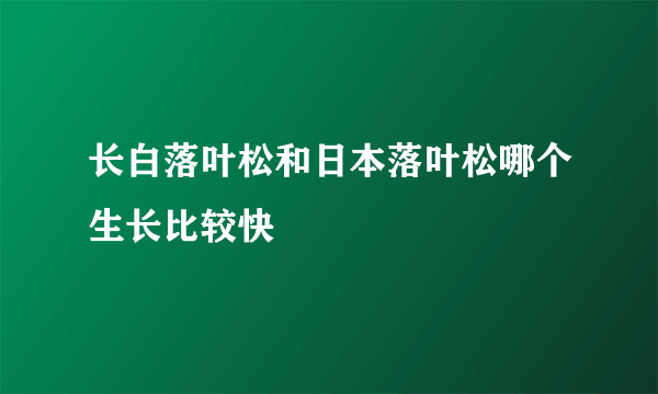 长白落叶松和日本落叶松哪个生长比较快