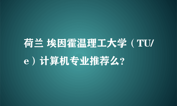 荷兰 埃因霍温理工大学（TU/e）计算机专业推荐么？