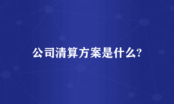 公司清算方案是什么?