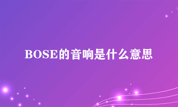 BOSE的音响是什么意思