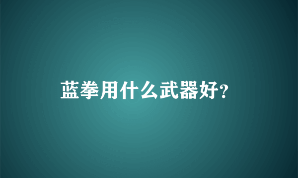 蓝拳用什么武器好？