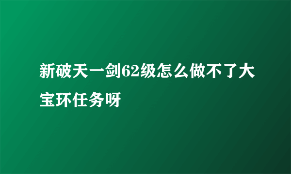 新破天一剑62级怎么做不了大宝环任务呀