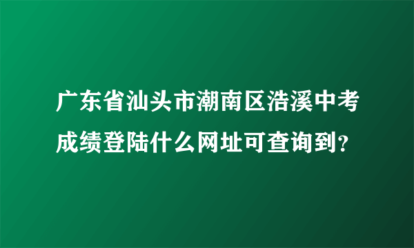 广东省汕头市潮南区浩溪中考成绩登陆什么网址可查询到？