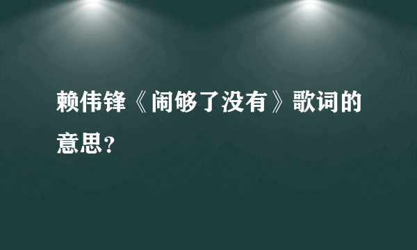 赖伟锋《闹够了没有》歌词的意思？