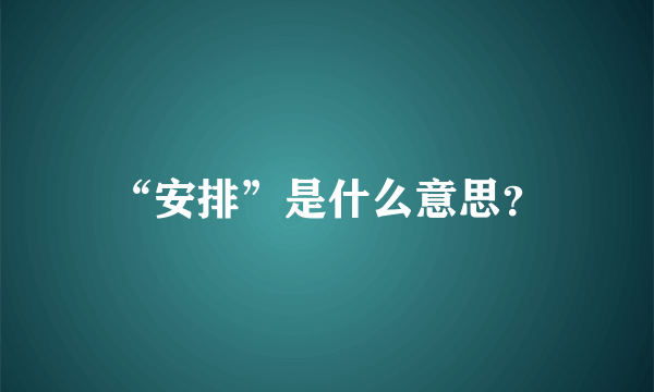 “安排”是什么意思？