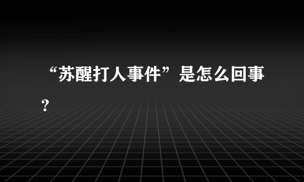 “苏醒打人事件”是怎么回事？