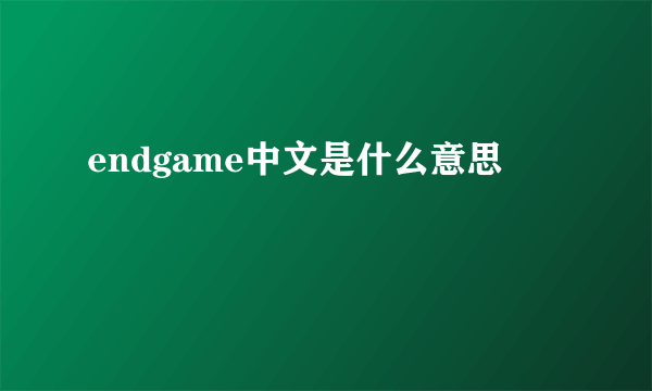 endgame中文是什么意思