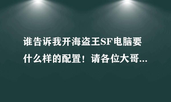 谁告诉我开海盗王SF电脑要什么样的配置！请各位大哥告诉小弟一下谢谢！