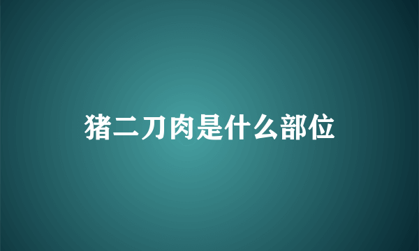 猪二刀肉是什么部位