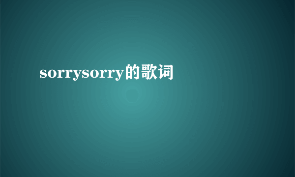 sorrysorry的歌词