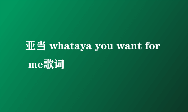 亚当 whataya you want for me歌词