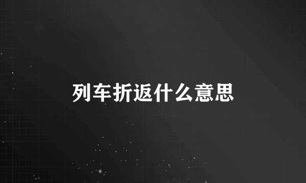 列车折返什么意思