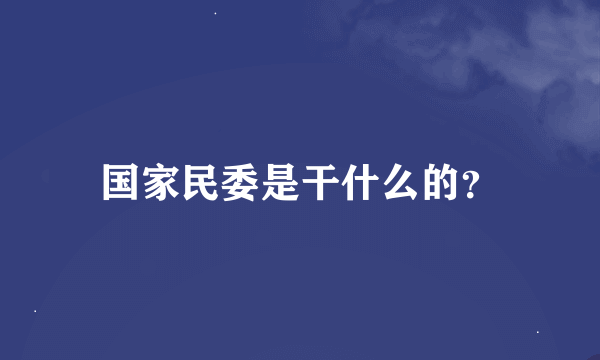 国家民委是干什么的？