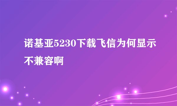 诺基亚5230下载飞信为何显示不兼容啊