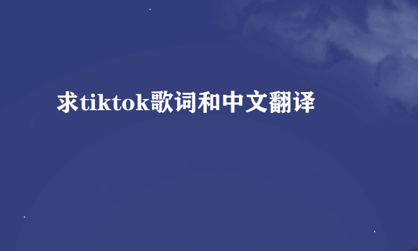 求tiktok歌词和中文翻译