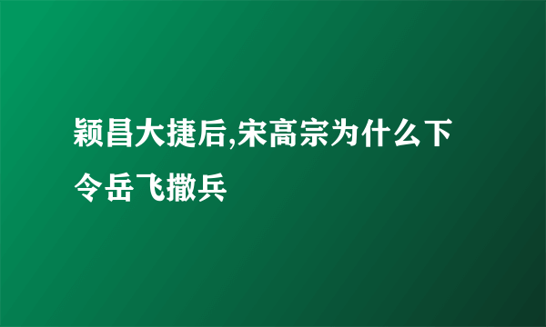 颖昌大捷后,宋高宗为什么下令岳飞撒兵