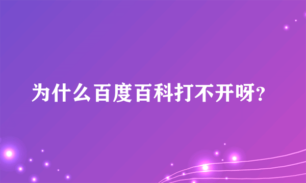 为什么百度百科打不开呀？