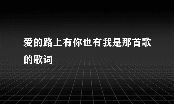 爱的路上有你也有我是那首歌的歌词