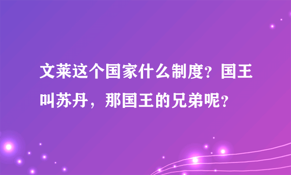 文莱这个国家什么制度？国王叫苏丹，那国王的兄弟呢？