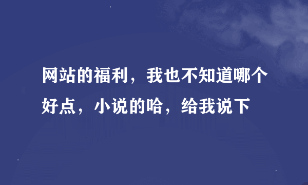 网站的福利，我也不知道哪个好点，小说的哈，给我说下