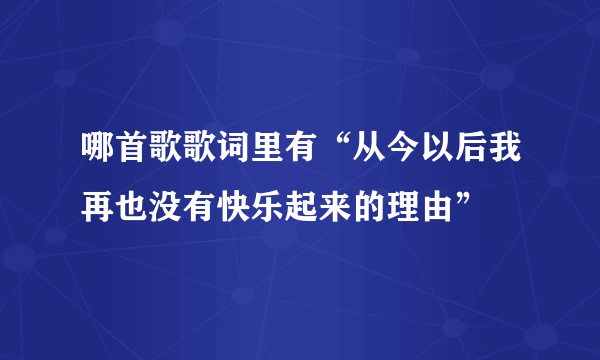 哪首歌歌词里有“从今以后我再也没有快乐起来的理由”