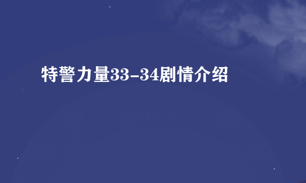 特警力量33-34剧情介绍