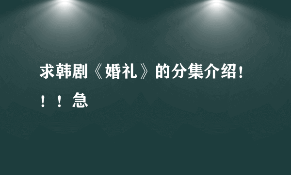 求韩剧《婚礼》的分集介绍！！！急