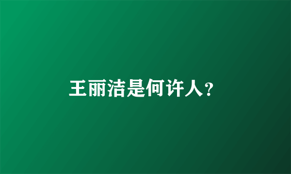 王丽洁是何许人？