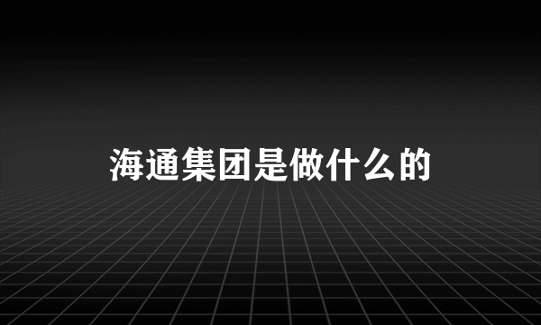 海通集团是做什么的