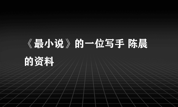 《最小说》的一位写手 陈晨的资料