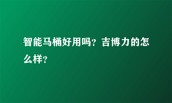 智能马桶好用吗？吉博力的怎么样？