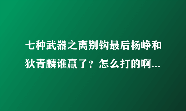 七种武器之离别钩最后杨峥和狄青麟谁赢了？怎么打的啊？网上根本没结局嘛！