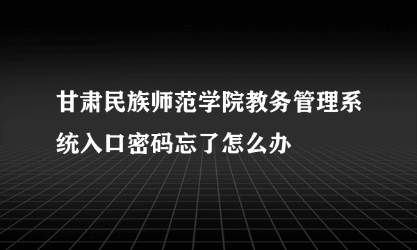 甘肃民族师范学院教务管理系统入口密码忘了怎么办