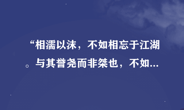 “相濡以沫，不如相忘于江湖。与其誉尧而非桀也，不如两忘而化其道。”是什么意思？