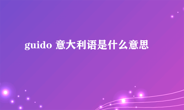 guido 意大利语是什么意思