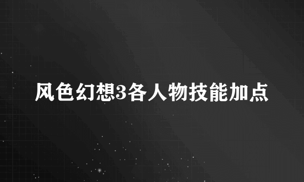 风色幻想3各人物技能加点