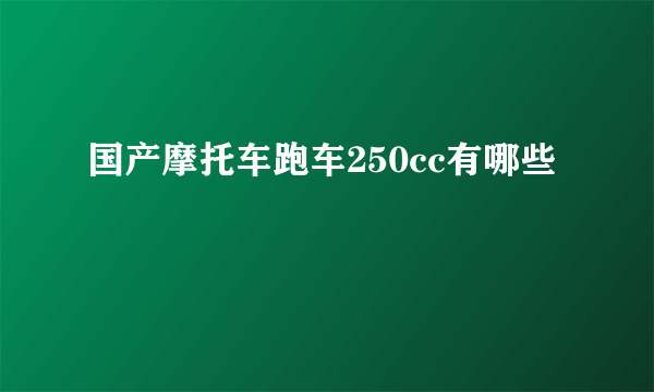 国产摩托车跑车250cc有哪些