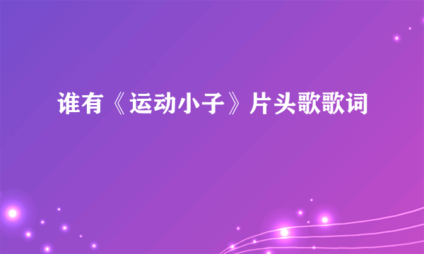 谁有《运动小子》片头歌歌词