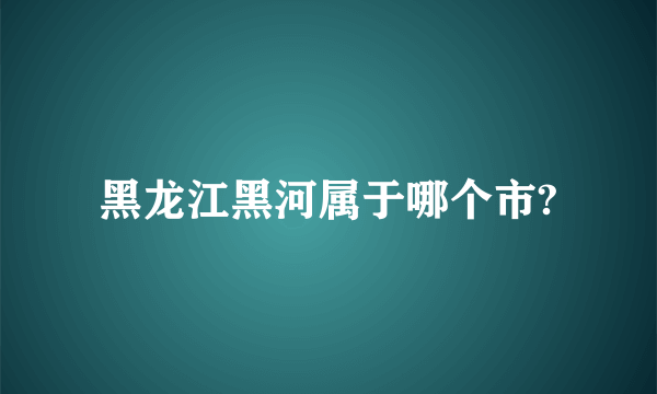 黑龙江黑河属于哪个市?