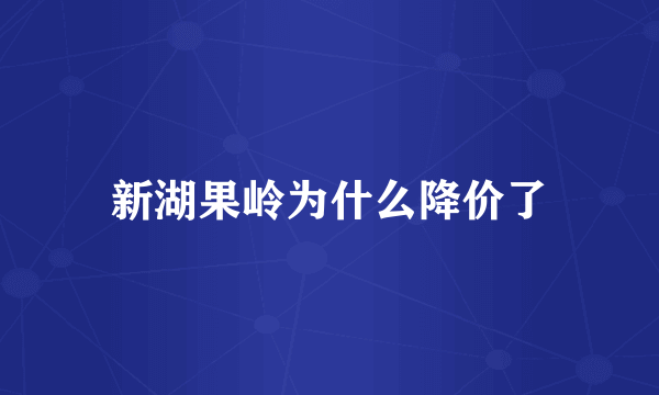 新湖果岭为什么降价了