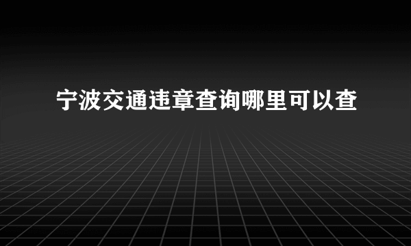 宁波交通违章查询哪里可以查