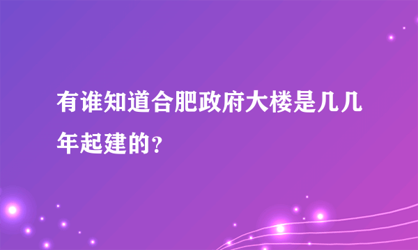 有谁知道合肥政府大楼是几几年起建的？