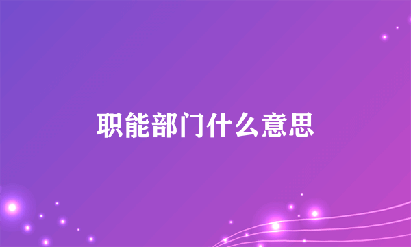 职能部门什么意思