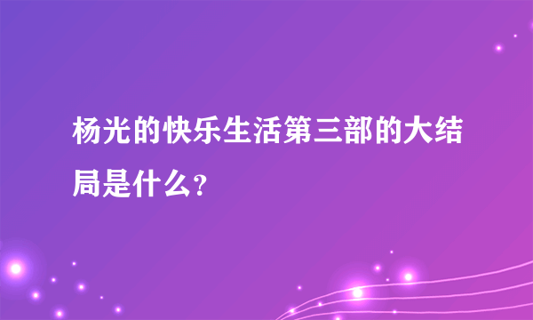 杨光的快乐生活第三部的大结局是什么？