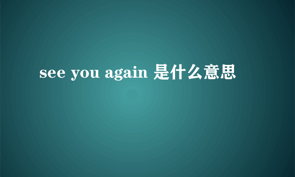 see you again 是什么意思